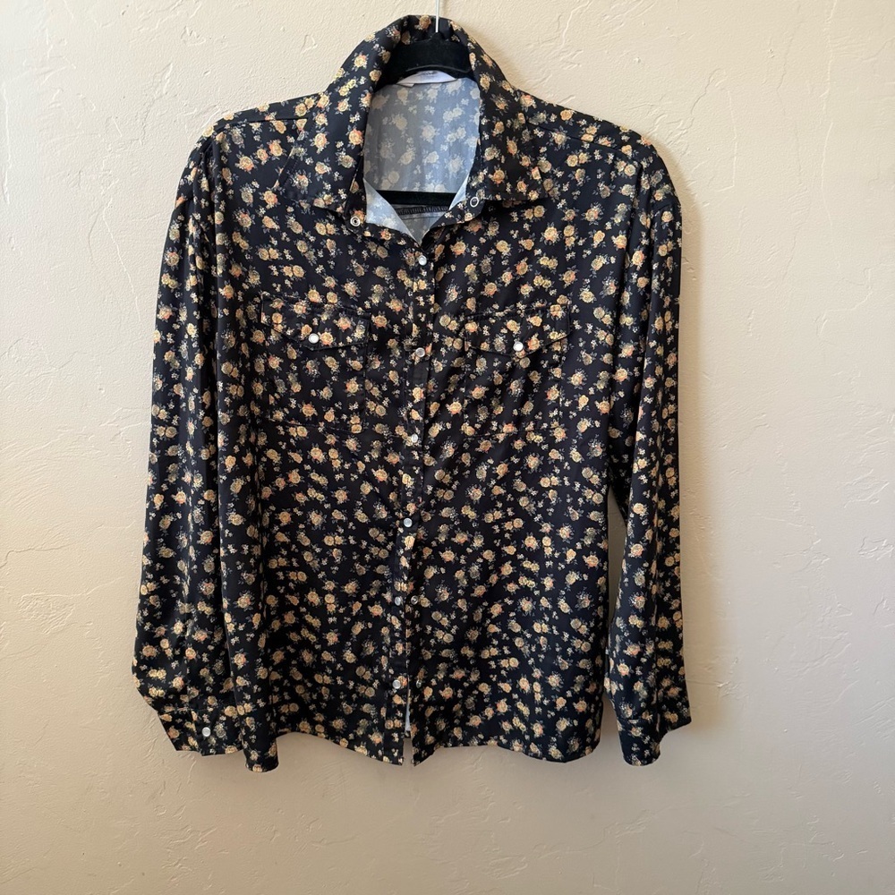 Floral Oversized Button Up Shirt Boho Cottagecore Blouse Ascot & Hart - Picture 2 of 6